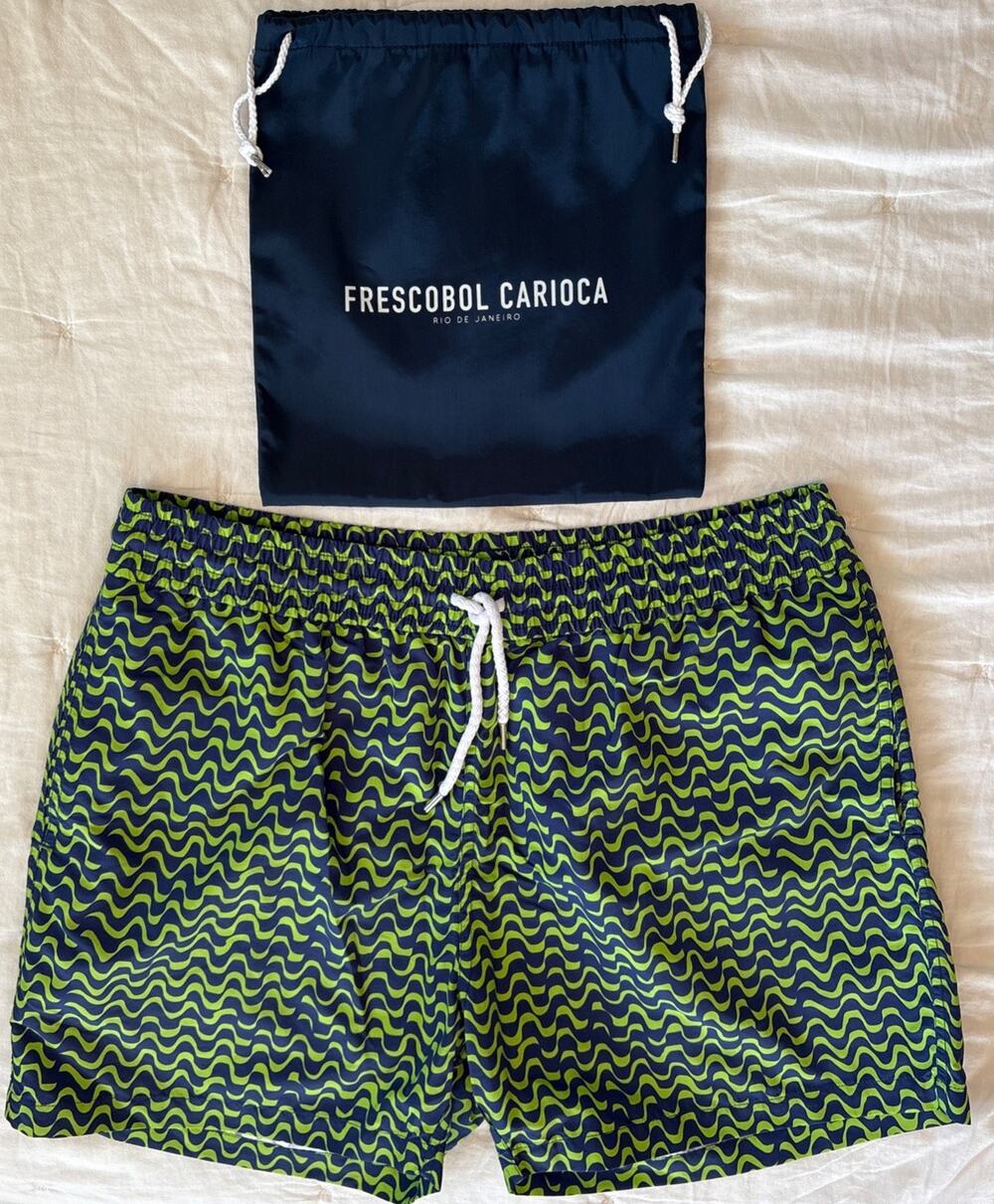NWOT Frescobol Carioca Swim Shorts Men 2XL Lined Pockets Green Rio De Janeiro